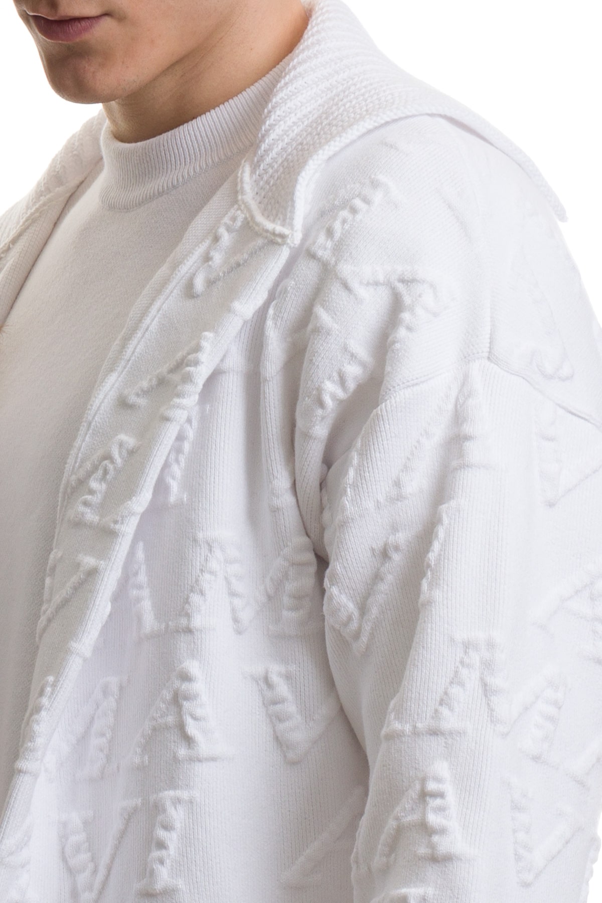Palton cu logo din tricot amavi alb